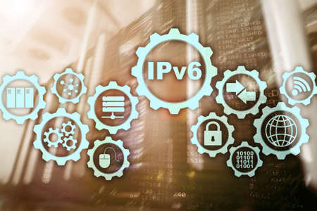 IPv6 Internet Protocol on server room background. Business Technology Internet and network concept.の写真素材
