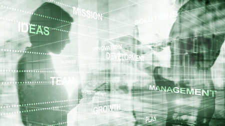 Girls silhouettes. Abstract business background double exposure mixed media.の写真素材