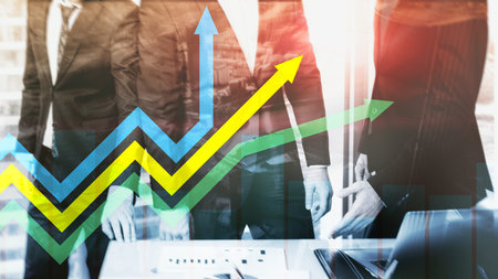 Financial growth arrows graph. Investment and trading concept.