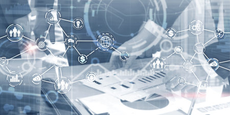 Futuristic in Industry business virtual diagram. Buying Communication concept