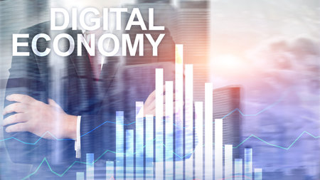 DIgital economy, financial technology concept on blurred background.