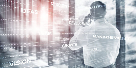 Abstract business background double exposure mixed media.