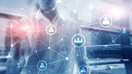Double exposure people network structure HR - Human resources management and recruitment concept.の写真素材