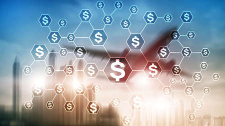 Dollars icons, money network structure. ICO, trading and investment. Crowdfunding.の写真素材