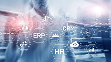ERP, Business innovation concept on blurred background.の写真素材