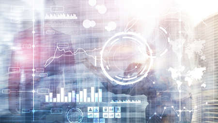 Business intelligence BI Key performance indicator KPI Analysis dashboard transparent blurred...