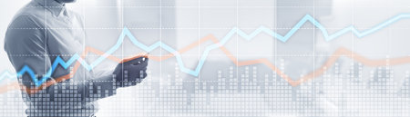 Red and blue growth chart. Concept of stock and exchange.