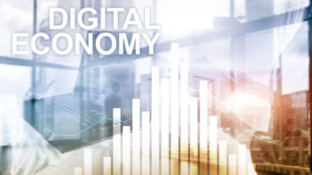 DIgital economy, financial technology concept on blurred background.の写真素材