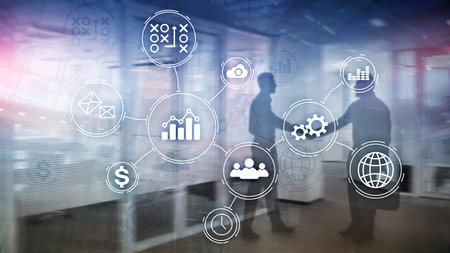 Business process automation concept on blurred backgroundの写真素材