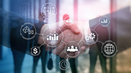 Business process automation concept on blurred background.