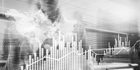 Business Finance Chart Graph. Trading Forex Exchange Investment Fintech concept. Mixed media