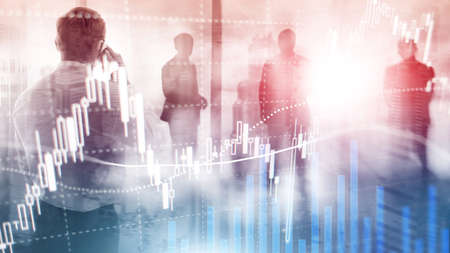 Forex trading, Financial market, Investment concept on business center backgroundの写真素材