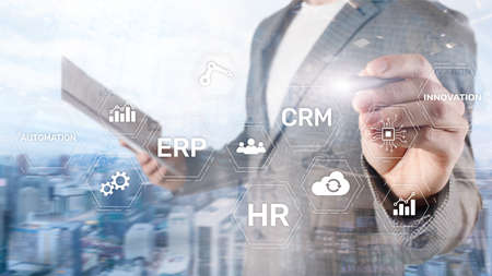 ERP, Business innovation concept on blurred backgroundの写真素材