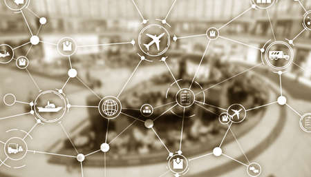 Global logistics network concept. Delivery Planning on virtual screen.の写真素材