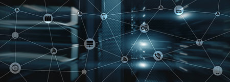 Website Banner Mixed Media. IOT - internet of things concepts. ICT - information and...
