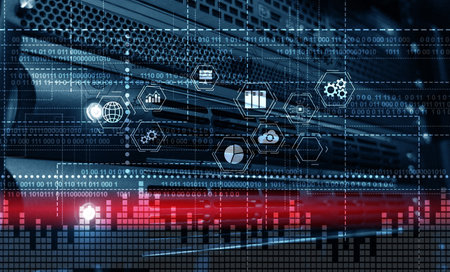Binary code. ICT - information and telecommunication technology and IOT - internet of things...