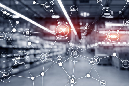 Global logistics network concept. Delivery Planning on virtual screen.の写真素材