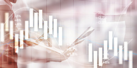 Financial Investment Concept. Stock market trading graph and candlestick chart.の写真素材