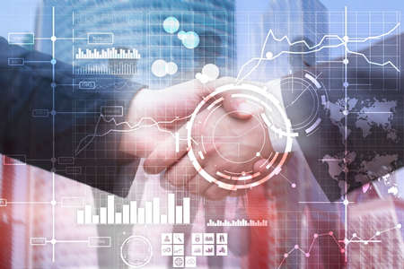 Business intelligence BI Key performance indicator KPI Analysis dashboard transparent blurred backgroundの写真素材