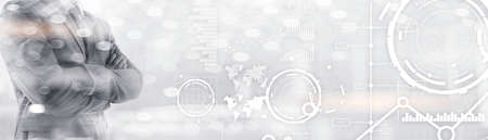 Website banner, Investment dashboard. Diagram Graph Stock Trading transparent business background.の写真素材