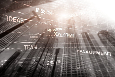 Abstract business background double exposure mixed media