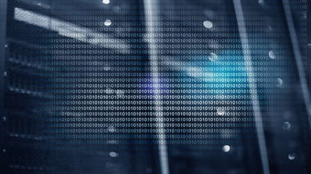 Binary Code on Server Room Background. Abstract Wallpaper.