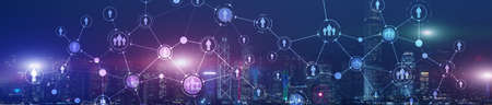 Human resource planning or business organisation on a virtual dashboard. Mixed Media Website Header...