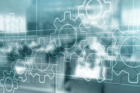 Gears on the abstract background. Business processes conceptの写真素材