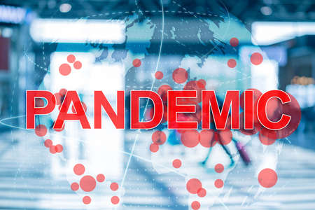 Coronavirus concept. World Pandemic. 3D Globe 2020.の写真素材
