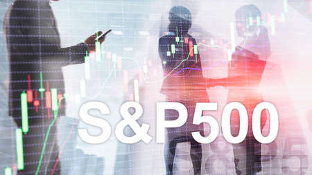 People silhouettes on American stock market index S P 500 - SPX.