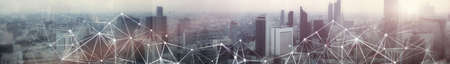 Abstract business network connection concept. Hong Kong panorama.の写真素材