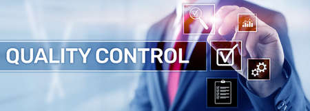 Quality control website panoramic banner. Shopping concept.の写真素材