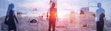 Artificial intelligence Big Data Automation Innovation universal background.の写真素材