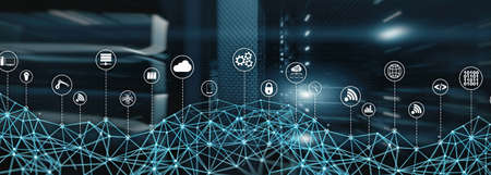 Universal Global Network Structure on Abstract Data Center Background.