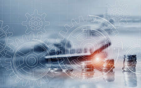 Teamwork Gear business concept on abstract background.の写真素材