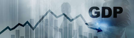 GDP Gross Domestic Product on Business Modern Background. Arrow and charts.の写真素材