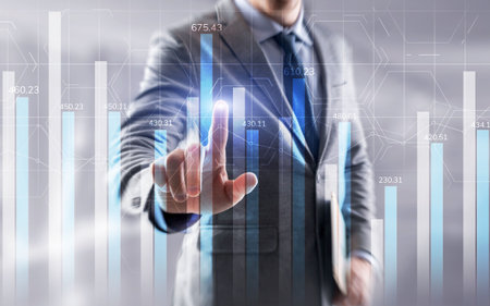 Blue universal background on the topic of investment and stock market.