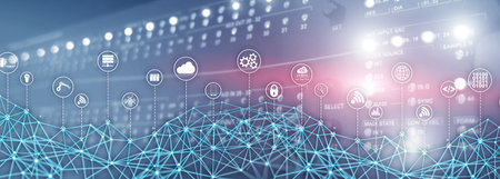 Universal Global Network Structure on Abstract Data Center Background.