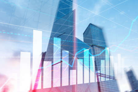 3D Graph and Lines. Hong Kong Blurred Background. For your business project.の写真素材