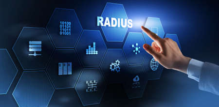 Radius. Remote Authentication in Dial In User Service. Telecommunications Networks Concept.の写真素材