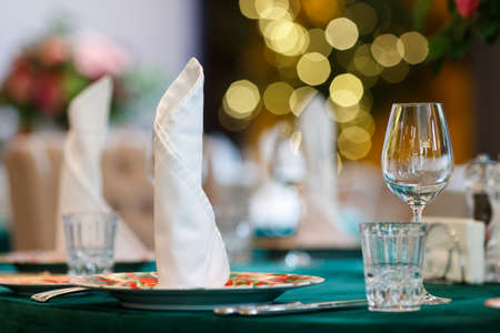 Restaurants table prepared for celebrating event 2021.の写真素材