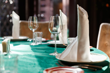 Restaurants table prepared for celebrating event 2021.