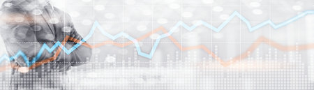 Red and blue growth chart. Concept of stock and exchange.