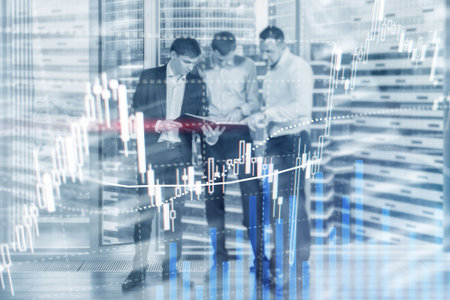 Abstract office background. Young traders.の写真素材