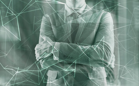 Concept of Network internet communication. 3d line. Engineer in the server room.