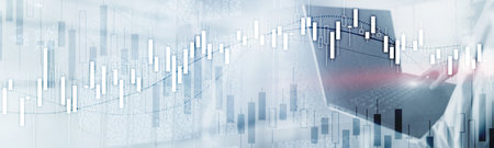 Financial Stock Market Graph. Website Economic Bannerの写真素材