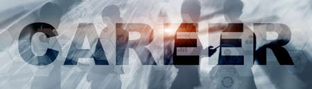 Inscription Career on Abstract Double Exposure Business Website Banner.の写真素材