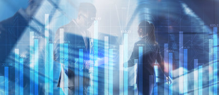 Blue Financial investment or Economic trends business idea and art work design.