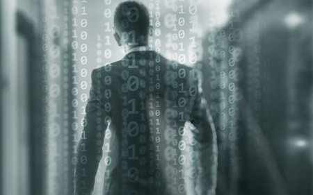 Futuristic Background Matrix Mixed Media Binary Code concept.の写真素材