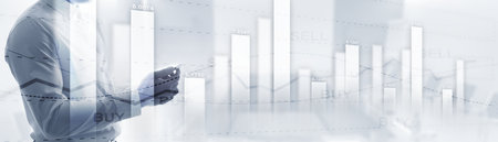 Buy and sell finacial concept. Business Graph Stock Market chart. Digital charts and screen...